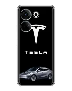 Чехол для TECNO Camon 20 с картинкой «Tesla Model Y»