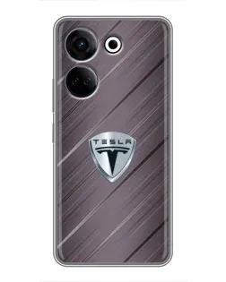 Чехол для TECNO Camon 20 с картинкой «Металлическая текстура Tesla»