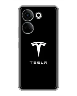 Чехол для TECNO Camon 20 с картинкой «Tesla White Logo»