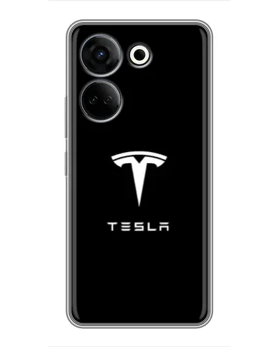 Чехол для TECNO Camon 20 с картинкой «Tesla White Logo»