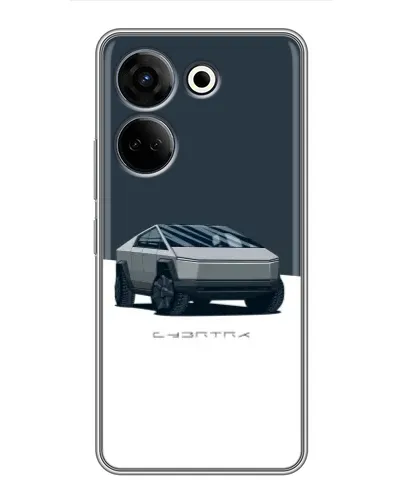 Чехол для TECNO Camon 20 с картинкой «Серебристый Cybertruck Tesla»