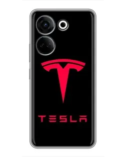 Чехол для TECNO Camon 20 с картинкой «Tesla Red Logo»