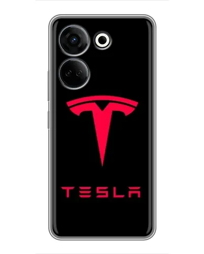 Чехол для TECNO Camon 20 с картинкой «Tesla Red Logo»