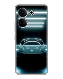 Чехол для TECNO Camon 20 с картинкой «Tesla в неоне»