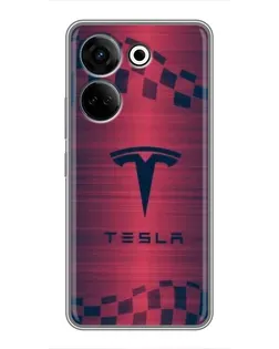 Чехол для TECNO Camon 20 с картинкой «Тесла красный карбон»