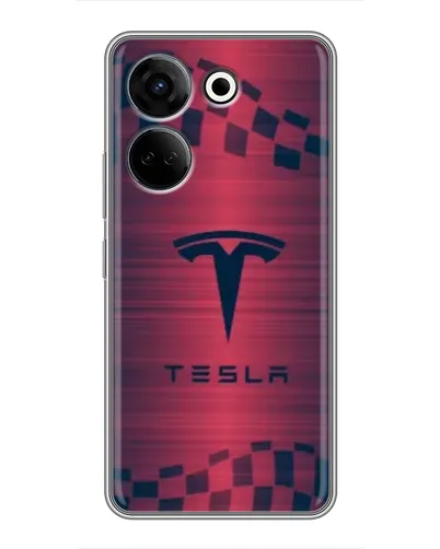Чехол для TECNO Camon 20 с картинкой «Тесла красный карбон»