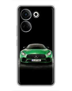 Чехол для TECNO Camon 20 с картинкой «Mercedes — неоновый лого»