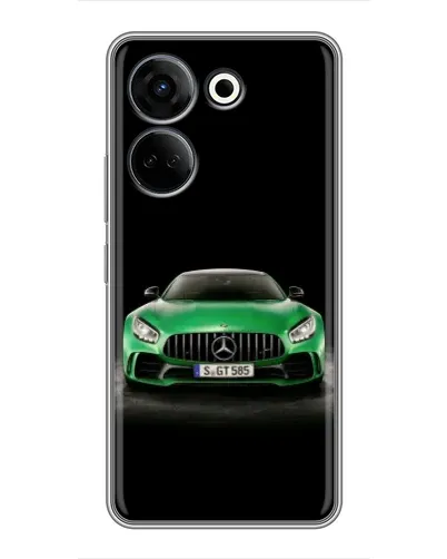 Чехол для TECNO Camon 20 с картинкой «Mercedes — неоновый лого»