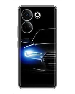 Чехол для TECNO Camon 20 с картинкой «Неоновый взгляд Audi»