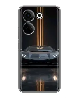Чехол для TECNO Camon 20 с картинкой «Lamborghini золотые линии»