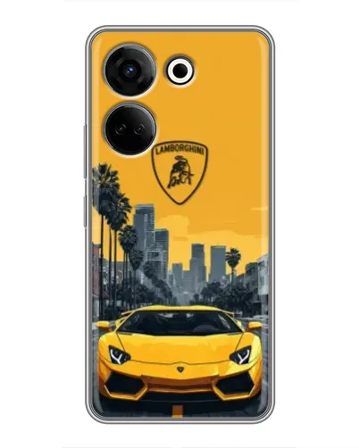 Чехол для TECNO Camon 20 с картинкой «Желтый Lamborghini город» Чехол для TECNO Camon 20 с картинкой «Желтый Lamborghini город»