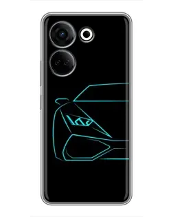 Чехол для TECNO Camon 20 с картинкой «Голубой силуэт Lamborghini»