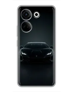 Чехол для TECNO Camon 20 с картинкой «Черный Lamborghini Aventador»