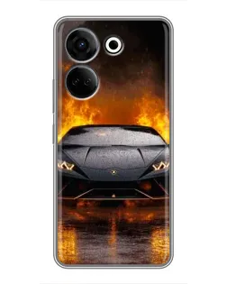 Чехол для TECNO Camon 20 с картинкой «Lamborghini в огне»