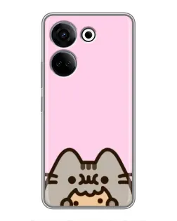 Чехол для TECNO Camon 20 с картинкой «Pusheen и печенье»