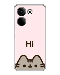 Чехол для TECNO Camon 20 с картинкой «Пушин говорит Hi»