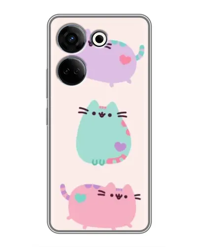 Чехол для TECNO Camon 20 с картинкой «Pusheen трио»