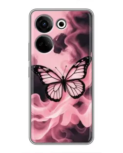 Чехол для TECNO Camon 20 с картинкой «Бабочка в дыму»