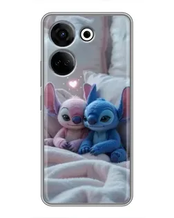 Чехол для TECNO Camon 20 с картинкой «Плюшевые Стич Ангел»