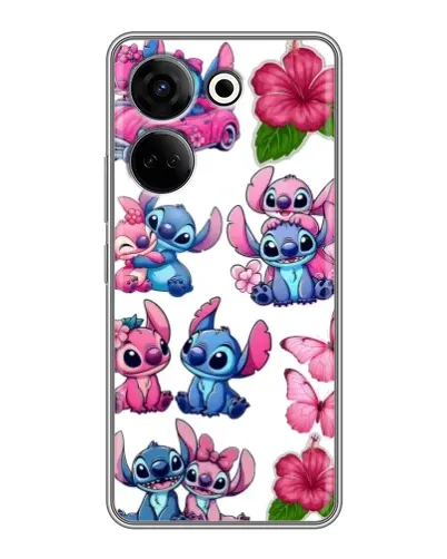 Чехол для TECNO Camon 20 с картинкой «Стикеры Stitch и Angel»