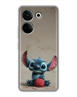 Чехол для TECNO Camon 20 с картинкой «Стич на коричневом фоне»
