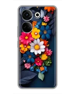 Чехол для TECNO Camon 20 с картинкой «Цветочная феерия»