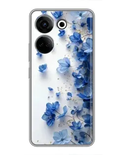 Чехол для TECNO Camon 20 с картинкой «Голубой цветочный каскад»