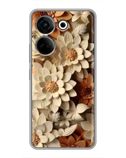 Чехол для TECNO Camon 20 с картинкой «Бежевый флористический декор»