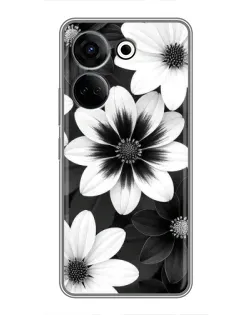 Чехол для TECNO Camon 20 с картинкой «Монохромные астры»