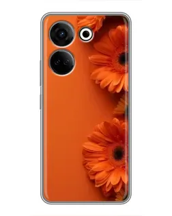 Чехол для TECNO Camon 20 с картинкой «Оранжевые герберы»