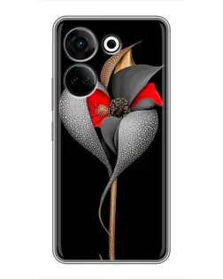 Чехол для TECNO Camon 20 с картинкой «Серебряный фантазийный цветок»