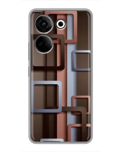 Чехол для TECNO Camon 20 с картинкой «Коричневые объемные квадраты»