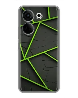 Чехол для TECNO Camon 20 с картинкой «Зеленые геометрические линии»