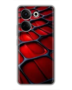 Чехол для TECNO Camon 20 с картинкой «Красная глянцевая сетка»