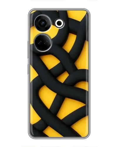 Чехол для TECNO Camon 20 с картинкой «Черное желтое переплетение»