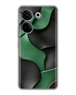 Чехол для TECNO Camon 20 с картинкой «Зеленые кожаные волны»