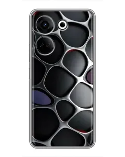 Чехол для TECNO Camon 20 с картинкой «Объемная темная решетка»