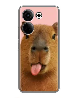 Чехол для TECNO Camon 20 с картинкой «Капибара с языком»