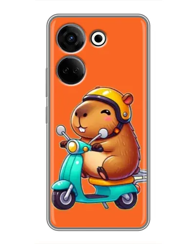 Чехол для TECNO Camon 20 с картинкой «Капибара на скутере»
