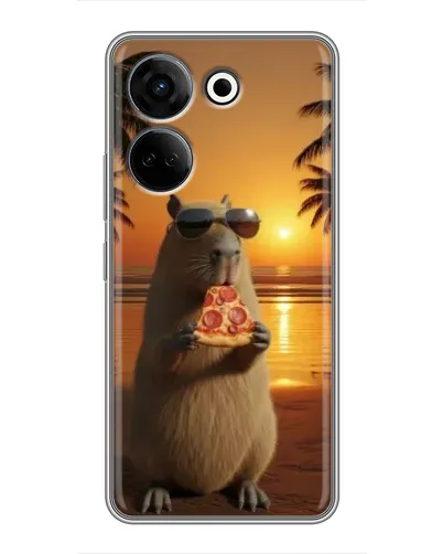 Чехол для TECNO Camon 20 с картинкой «Капибара с пиццей»