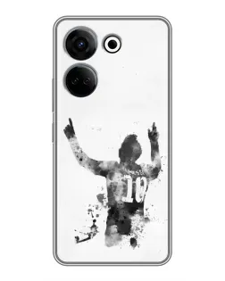 Чехол для TECNO Camon 20 с картинкой «Черно-белый силуэт Месси» Чехол для TECNO Camon 20 с картинкой «Черно-белый силуэт Месси»
