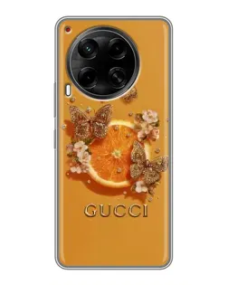 Чохол для TECNO Camon 30 (CL6) з картинкою «Gucci — золоті метелики»