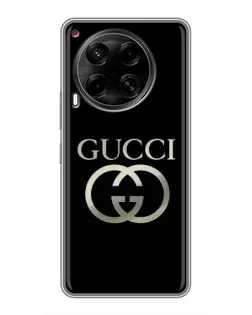 Чохол для TECNO Camon 30 (CL6) з картинкою «Gucci — золото на чорному»