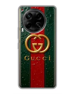 Чохол для TECNO Camon 30 (CL6) з картинкою «Gucci — фірмова смуга та золото»