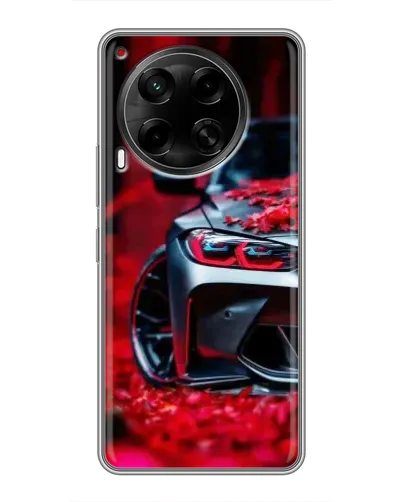 Чехол для TECNO Camon 30 (CL6) с картинкой «Спортивная BMW и цветы»