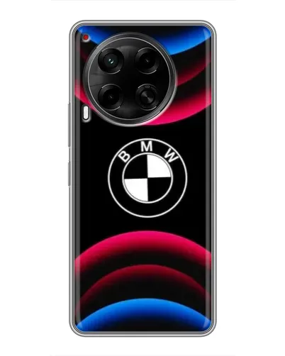 Чехол для TECNO Camon 30 (CL6) с картинкой «Логотип BMW и неоновые дуги»