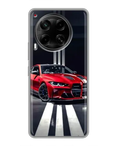 Чехол для TECNO Camon 30 (CL6) с картинкой «Красная BMW на дороге»