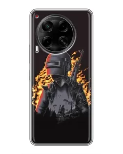 Чехол для TECNO Camon 30 (CL6) с картинкой «PUBG — огненный силуэт»