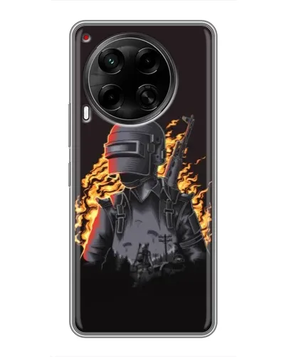 Чехол для TECNO Camon 30 (CL6) с картинкой «PUBG — огненный силуэт»