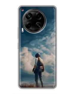 Чехол для TECNO Camon 30 (CL6) с картинкой «Герой PUBG на скале»